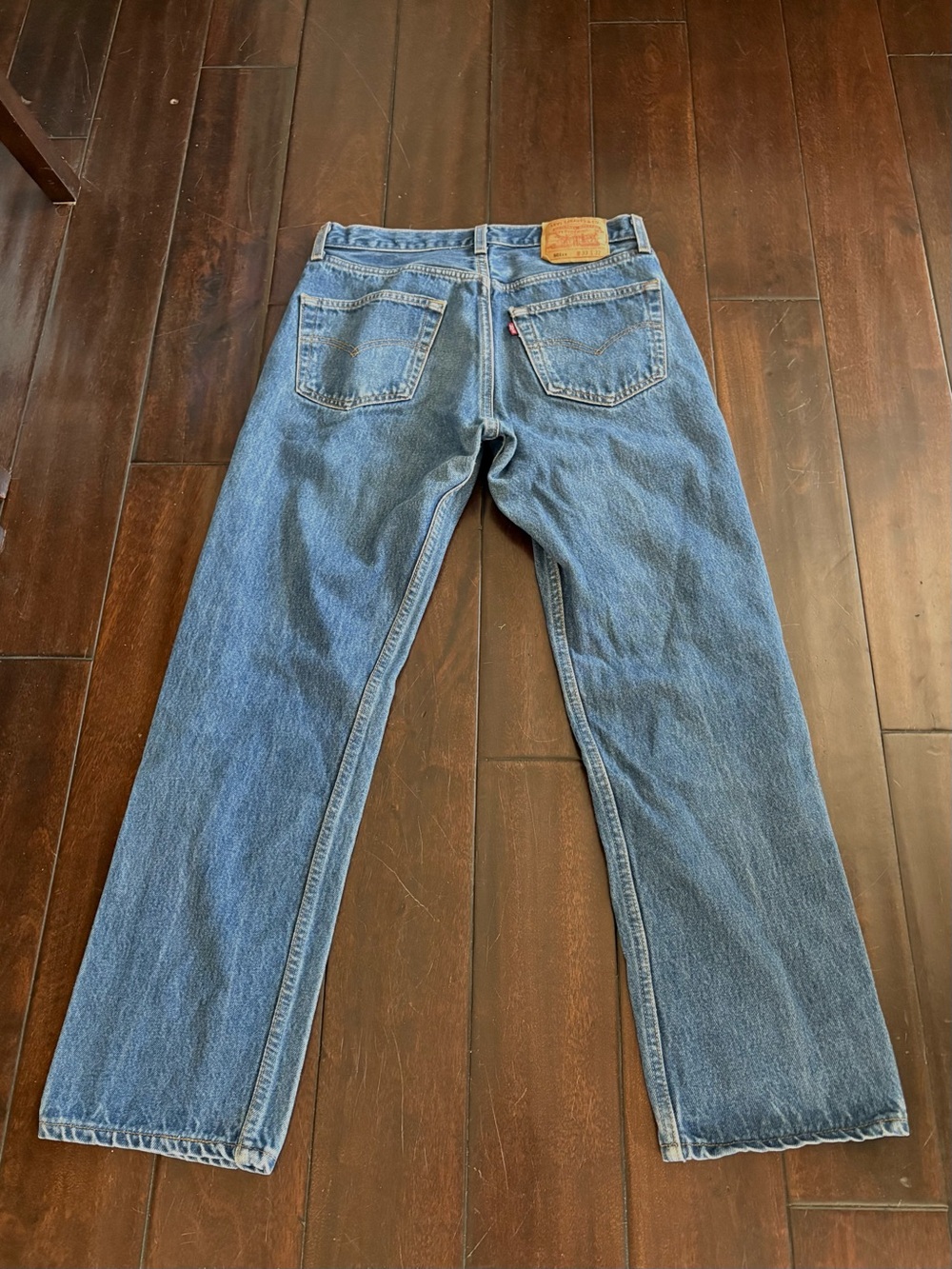 Vintage 90’s Levi's 501 Button-Fly Med/Dark Wash Blue Jeans - Made in USA - Picture 2 of 10